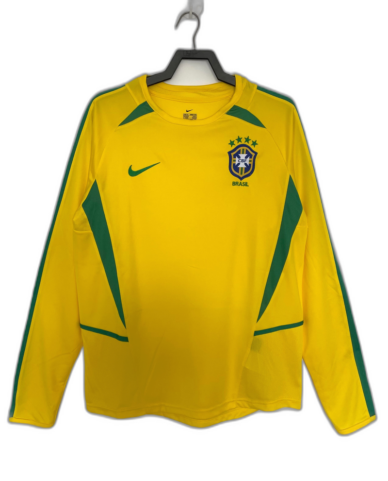 Camisola Brasil 2002 I Home - Versão Retrô Manga Longa
