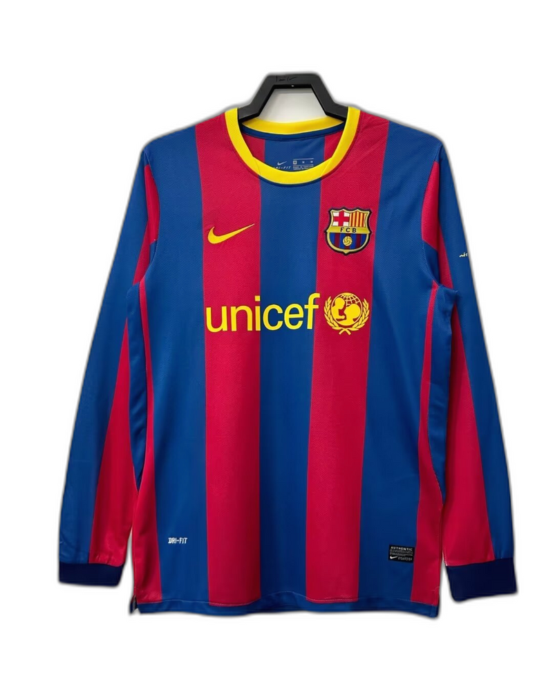 Camisola Barcelona 10/11 I Home - Versão Retrô Manga Longa