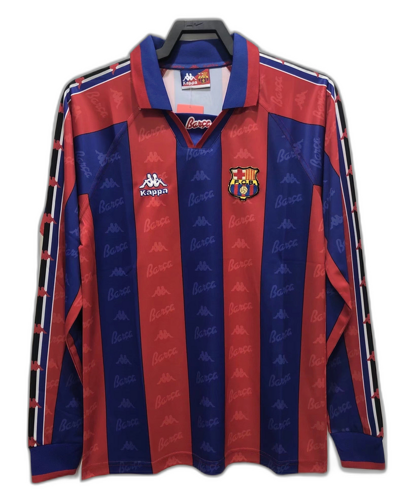 Camisola Barcelona 96/97 I Home - Versão Retrô Manga Longa