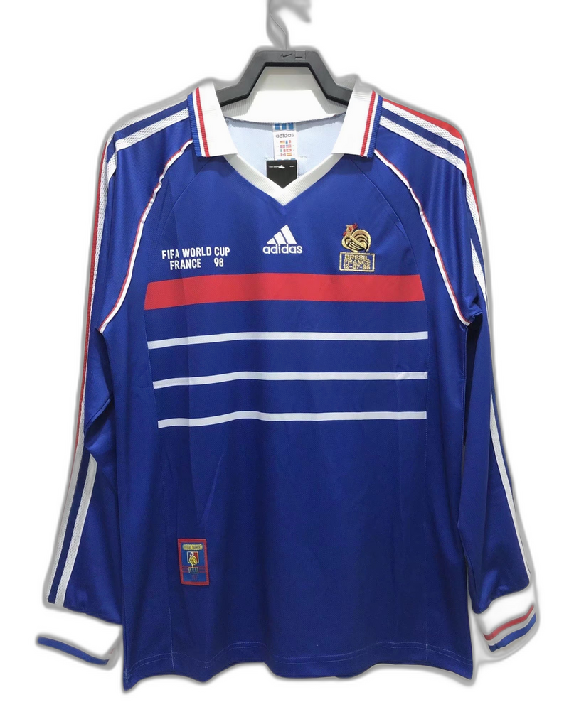 Camisola França 1998 I Home - Versão Retrô Manga Longa